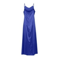 Maksi haljine za žene Bez rukava Maksi ležerna ljetna jednobojna haljina s plavim izrezom u obliku slova u