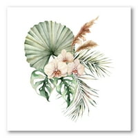Tropski buket s lišćem palminih orhideja slika na platnu umjetnički tisak