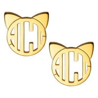 Personalizirana naušnica s monogramom mačke u zlatnoj boji
