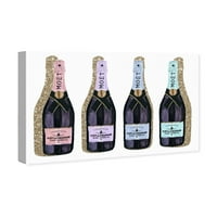 Wynwood Studio Pijeva i alkoholna pića zidna umjetnička platna otisci šampanjca 'Cuatre Rose' - zlato, ružičasto
