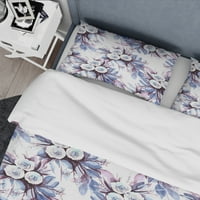DesignArt 'Cvjetna ljubičasta u bijeloj pozadini' Tradicionalni set pokrivača