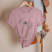 Topovi za Žene, Ležerne proljetne Ženske majice s printom za proljeće-ljeto, gornji dio kratkih rukava s okruglim vratom, ružičasti;