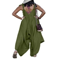 Ženske kombinezone, jednobojni Dugi kombinezon bez rukava, široke hlače, ženske široke haremske hlače, vojne zelene svečane hlače