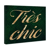 Typografija avenije Runway avenue i citati zidne umjetničke platnene otiske 'Tres chic smaragd' modni citati i izreke - zeleno, zlato