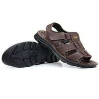 Muške sandale od PU kože, ljetne Ležerne ravne cipele od PU kože, neklizajuće poslovne cipele za hodanje u smeđoj boji 5,5