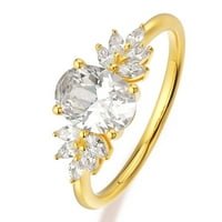 Modni zaručnički prsten od žutog zlata 14k ovalni Moissanite prstenovi za žene