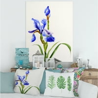 DesignArt 'Blue Iris Flower Retro Style' Tradicionalno platno zidne umjetničke ispis