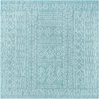 Dobro tkani vanjski tepih u plavoj boji s geometrijskim uzorkom 5'7'