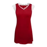 Ženska modna čipkasta haljina s izrezom u obliku slova U i šavom trepavica, jednobojna haljina, Ženska ležerna haljina u crvenoj