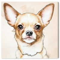Otisci na platnu akvarel Chihuahua psi i štenci-smeđa, bijela