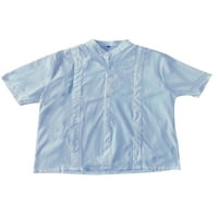 Muške Ležerne lanene košulje s kratkim rukavima s jednorednim ovratnikom s kratkim rukavima, Bluza s gornjim dijelom