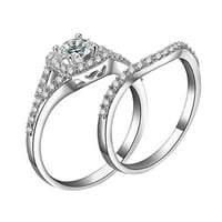 Novi dizajn prstena, Set zaručničkog prstena u srebrnoj boji za žene, poklon za zaručnički prst, nakit za bankete
