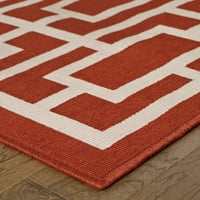 Istočni tkalci Amerike Arcadia Geometrijski polipropilenski tepih za unutarnju i vanjsku upotrebu, Crveni