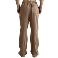Muške pamučne lanene hlače s kravatom s elastičnim strukom, casual jogging hlače, joga hlače, ulične teretne hlače, lagane taktičke