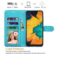Futrole za Samsung Galaxy A20 A30, Njje Umjetna koža Tanka Folio Flip Oslonac otporna na udarce držač za kartice, Novčanik Torbica