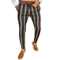 Muške hlače u donjem rublju, tajice, muške Ležerne uske hlače s olovkom s kariranim printom, hlače s patentnim zatvaračem, elastične