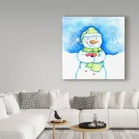 Zaštitni znak likovna umjetnost 'snjegović koji drži srca' platno umjetnost valarie wade