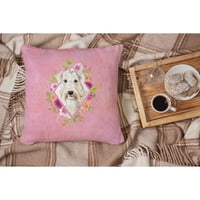Dekorativni jastuk od tkanine s ružičastim cvjetovima pšeničnog terijera