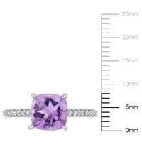 Miabella Women's 1- Carat T.G.W. Jastuk izrezan Ametist i Carat T.W. Okrugli dijamantni dijamant 14kt bijelog zlata pasijans