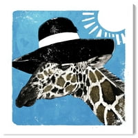 Wynwood Studio životinje zidne platnene umjetnički tisak 'In the Sun Giraffe' Zoo i divlje životinje - plava, crna