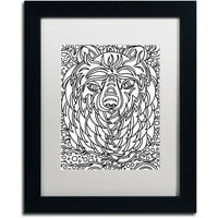 Zaštitni znak likovna umjetnost Bailey medvjed platno umjetnost Kathy G. Ahrens, bijela mat, crni okvir