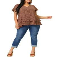 Jedinstvene ponude ženskog plus size bluza vintage slojevita ruffle casual peplum vrh