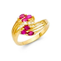 14k čvrsto žuto zlato s kubičnim cirkonijem, modni prsten za obljetnicu veličine 6,5