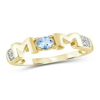 Jewelersclub Majke zvone prstenovi za rođenje za žene - Promišljeni dizajn maminih prstena s bijelim dijamantima i nebesko plava