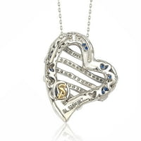 Privjesak u obliku srca od srebra u kolekciji s plavim i bijelim safirima i dijamantima