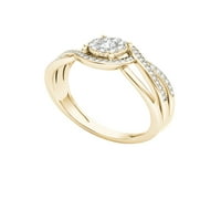 14-karatni dijamantni zaručnički prsten od 10-karatnog žutog zlata s zaobilaznim klasterom