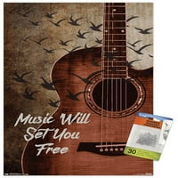 Glazba će vam dati slobodu zidni plakat u drvenom magnetskom okviru, 22.375 34