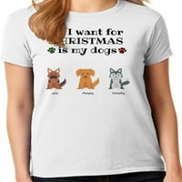 Grafička Amerika Sve što želim za Božić su moji psi personalizirano ime kućnih ljubimaca i pasmine ženske majice