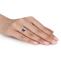 Carat T.G.W. Moissanite i Carat T.W. Crni dijamant 10KT bijelo zlato zaručnički prsten