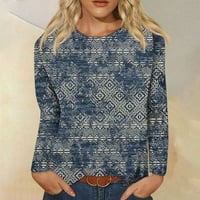 Ženska modna ležerna pulover bluza s okruglim vratom s printom s dugim rukavima