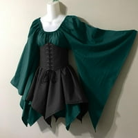 Rasprodaja ženskih kostima za Noć vještica gotičke retro haljine s korzetom dugih rukava Okrugli vrat do sredine teleta kontrastne