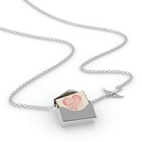 Ogrlica s medaljonom Kopač zlata, Valentinovo, ružičasto geometrijsko srce u srebrnoj omotnici, neonska Plavuša