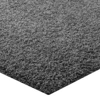 Jednobojni čupavi tepih u tamno sivoj boji