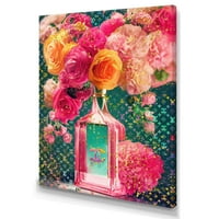 Jedinstvena vaza za bočice visoke modne parfema s cvijećem II platno zidna umjetnost