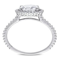 2- Carat T.G.W. Stvoren bijeli safir sterling srebrni halo zaručnički prsten