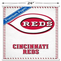 Cincinnati Reds - Poster zida logotipa s drvenim magnetskim okvirom, 22.375 34