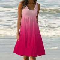 Ženska haljina Bez rukava, ženska modna Svečana ljetna haljina za plažu bez rukava s gradijentnim printom