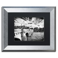 Zaštitni znak likovna umjetnost Paris Bridge Canvas Art by Philippe Hugonnard, Black Matte, Silver Frame
