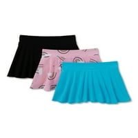 Jednobojne pletene kratke hlače za djevojčice s printom, 3 pakiranja, veličine 4 i plus