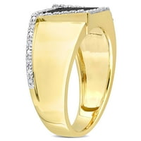 Muški prsten Miabella s crnim dijamantom T. G. W. u karatima i dragulj T. W. u karatima s trga aureolom od žutog zlata 10 karata