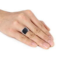 Muški kvadratni prsten od srebra u crnoj boji s dijamantnim naglaskom