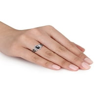 Carat T.W. Crno -bijeli dijamant 10kt bijelo zlato otvoreni zaručnički prsten proliveni