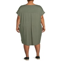 Terra & Sky Women's Plus Size Dolman Shift haljina s džepovima