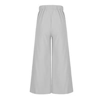 Ženske široke hlače visokog struka casual Palazzo hlače širokog kroja jednobojne lagane ljetne lanene hlače za plažu Ženska odjeća