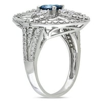Carat T.W. Plavo -bijeli dijamant 10kt Filigree prsten od bijelog zlata