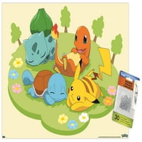 Pokemon-Pikachu i Kanto prvi partner, Pokemon zidni poster s gumbima, 14.725 22.375